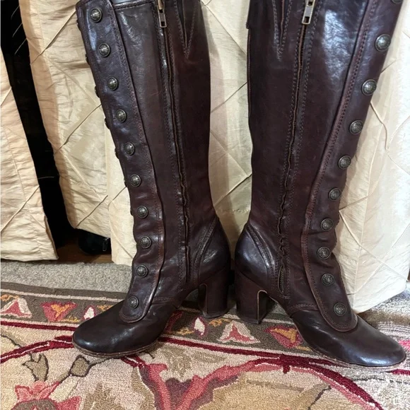 Rare Vintage Frye Dark Brown Knee high Boots - Picture 3 of 8